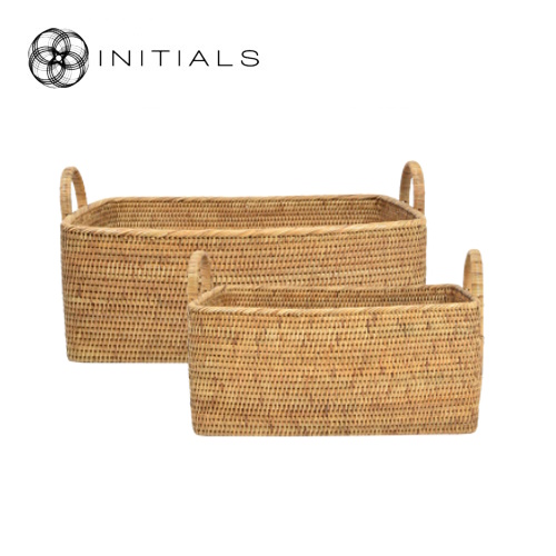 Set 2 pieces - Basket Nature Osier Royal Burma Rattan Natural
