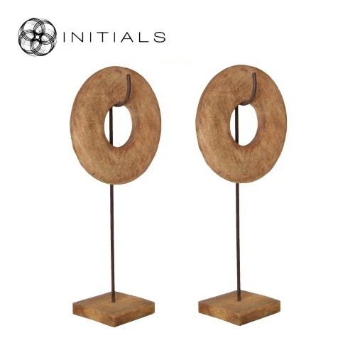 Set 2 pieces | Object Wheel Museum Mango Wood Natural on Iron Stand