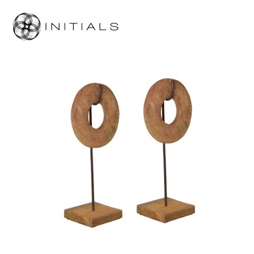 Set 2 pieces | Object Wheel Museum Mango Wood Natural on Iron Stand