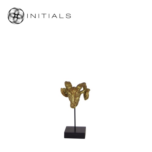 Ram Head Antique Polyresin Gold