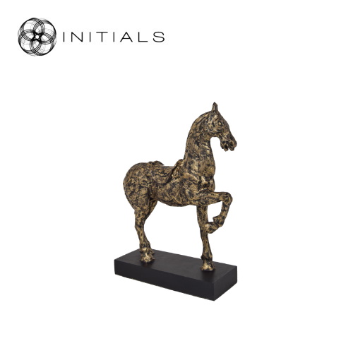 Horse Sculpture Antique Polyresin Gold