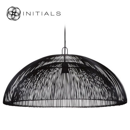 Hanging Lamp Moire Dome Iron Wire Black
