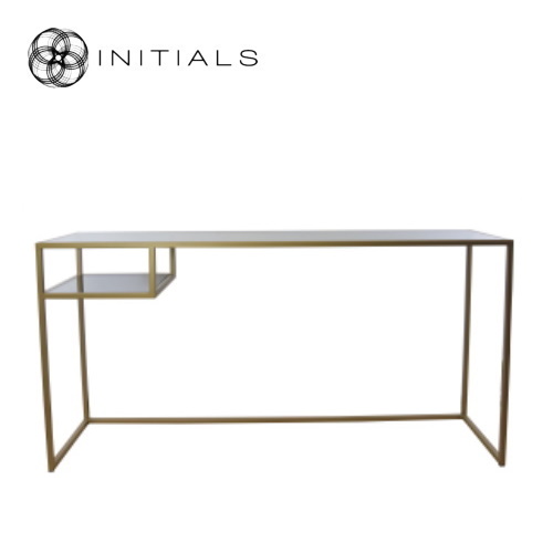 Desk | Side Table Broadway 2 Smoke Glass Iron Gold