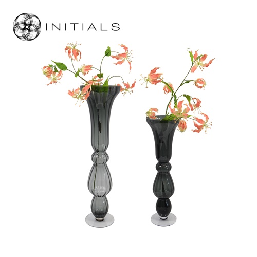Vase | Candleholder Classic OPTIC Glass Smoked