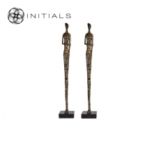 Sculpture Ladies Gold Mango Wood