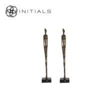 Sculpture Ladies Gold Mango Wood