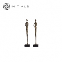 Sculpture Ladies Gold Mango Wood