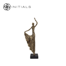 Standing Dancing Lady Antique Polyresin Gold