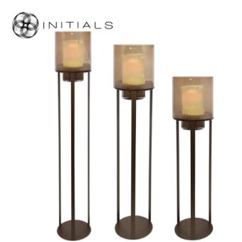 S/3 Hurricane Stand Open Metallic Brown & Topaz Glass