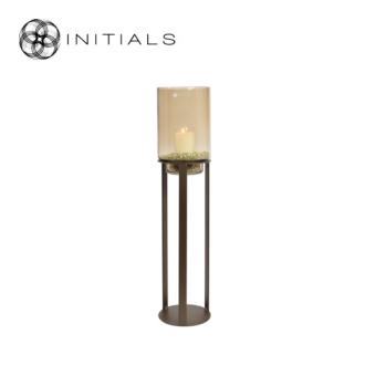 Hurricane Table Stand Open S Metallic Brown & Topaz Glass