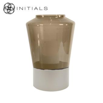Hurricane Table Stand Solid S Ivory & Topaz Brillant Glass