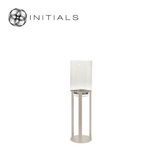Hurricane Table Stand Open XS Ivory & Clear Glass