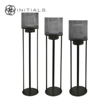 S/3 Hurricane Stand Open Matt Black & Smoke Glass