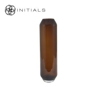 Vase Hexagon Amber Brown Glass High
