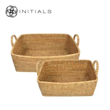 Set 2 pieces - Basket Nature Osier Royal Burma Rattan Natural