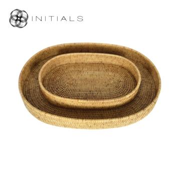 S2 - Tray Serving Burma Rattan Natural Round