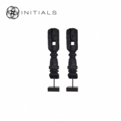 Set 2 pieces | Charpoy Charred Museum Mango Wood Black on Iron stand