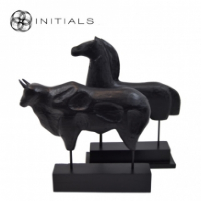 Horse Modern Mango Wood Black