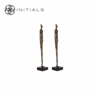 Sculpture Ladies Gold Mango Wood