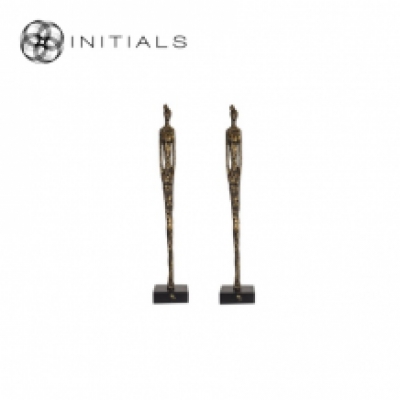 Sculpture Ladies Gold Mango Wood