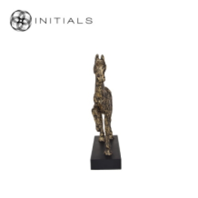 Horse Sculpture Antique Polyresin Gold