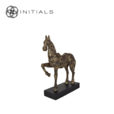 Horse Sculpture Antique Polyresin Gold