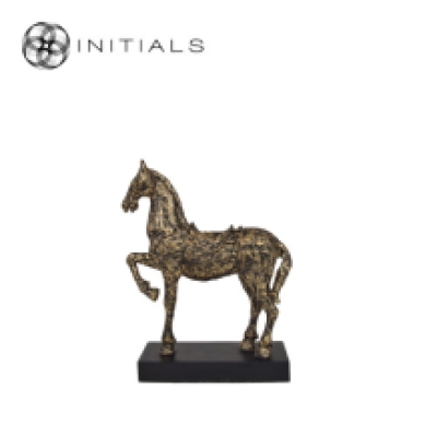 Horse Sculpture Antique Polyresin Gold