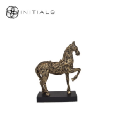 Horse Sculpture Antique Polyresin Gold