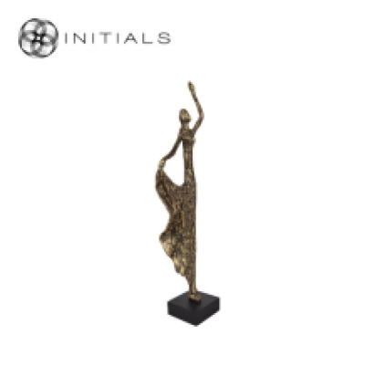 Standing Dancing Lady Antique Polyresin Gold