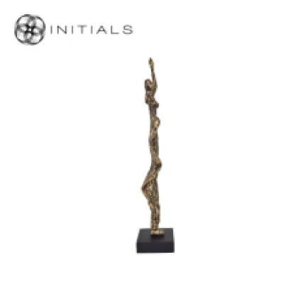 Standing Dancing Lady Antique Polyresin Gold