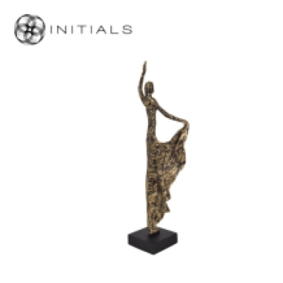 Standing Dancing Lady Antique Polyresin Gold