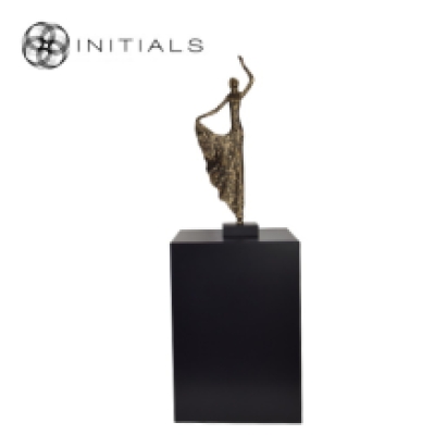 Standing Dancing Lady Antique Polyresin Gold
