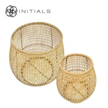 Set 2 pieces - Lantern Nature Osier Lily Burma Rattan Natural