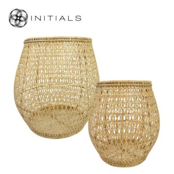 Set 2 pieces - Lantern Nature Osier Lily Burma Rattan Natural