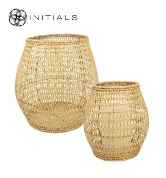 Set 2 pieces - Lantern Nature Osier Lily Burma Rattan Natural