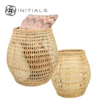 Set 2 pieces - Lantern Nature Osier Lily Burma Rattan Natural