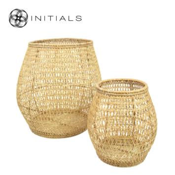 Set 2 pieces - Lantern Nature Osier Lily Burma Rattan Natural