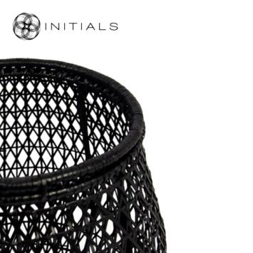 Set 2 pieces - Lantern Nature Osier Lily Burma Rattan Black