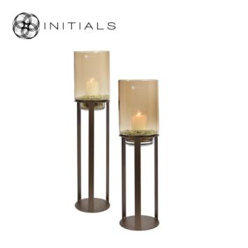 Hurricane Table Stand Open S Metallic Brown & Topaz Glass