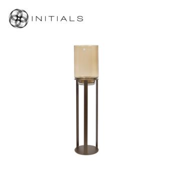 Hurricane Table Stand Open S Metallic Brown & Topaz Glass