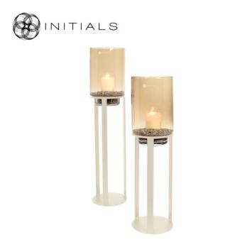 Hurricane Table Stand Open S Ivory & Topaz Glass 