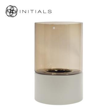 Hurricane Table Stand Solid S Ivory & Topaz Glass