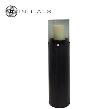 Stand Tower Leather Snake Round Black