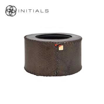 Stand Tower Leather Snake Round Brown