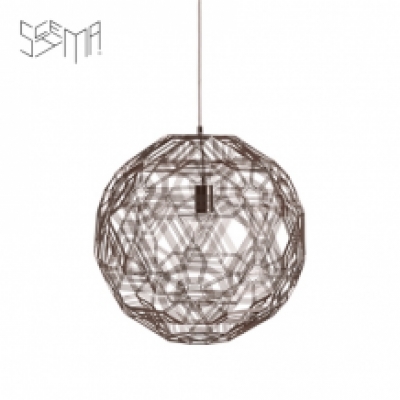 Hanging Lamp Pairot Zattelite Iron Wire Metallic Brown