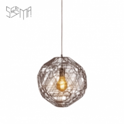 Hanging Lamp Pairot Zattelite Iron Wire Metallic Brown