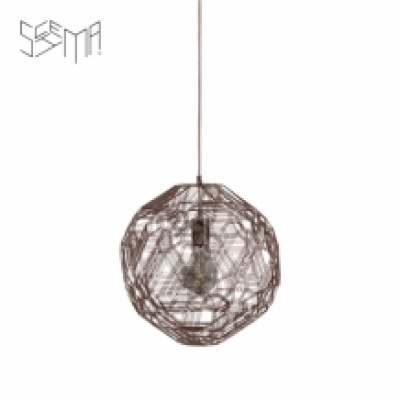 Hanging Lamp Pairot Zattelite Iron Wire Metallic Brown