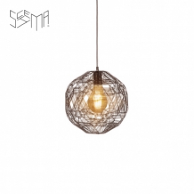 Hanging Lamp Pairot Zattelite Iron Wire Metallic Brown