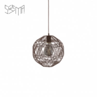 Hanging Lamp Pairot Zattelite Iron Wire Metallic Brown