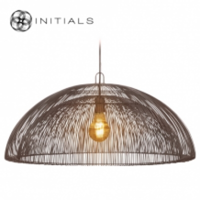 Hanging Lamp  Moire Dome Iron Wire Metallic Brown